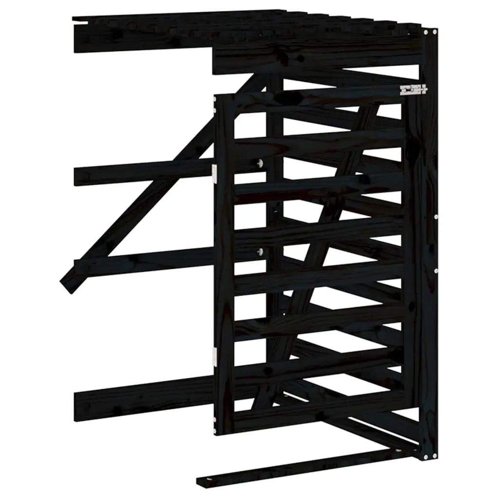Wheelie Bin Storage Extension Outdoor Garden Solid Pine Wood Black