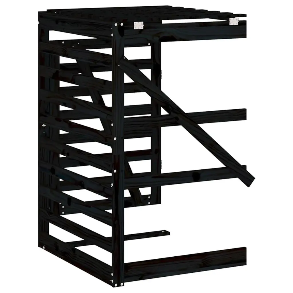 Wheelie Bin Storage Extension Outdoor Garden Solid Pine Wood Black