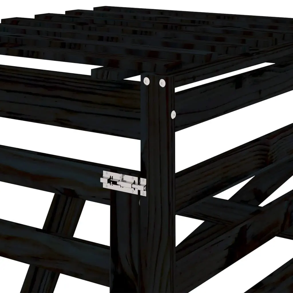 Wheelie Bin Storage Extension Outdoor Garden Solid Pine Wood Black