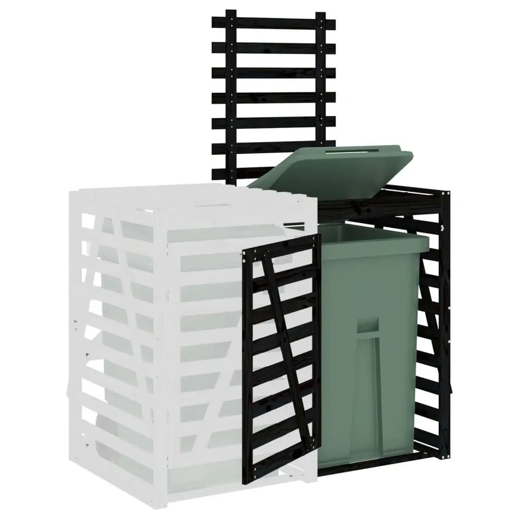 Wheelie Bin Storage Extension Outdoor Garden Solid Pine Wood Black