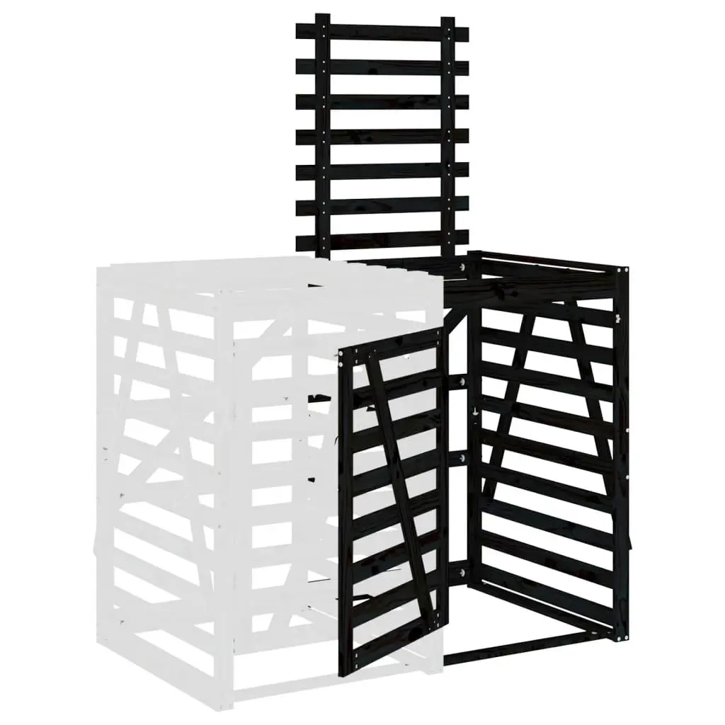 Wheelie Bin Storage Extension Outdoor Garden Solid Pine Wood Black