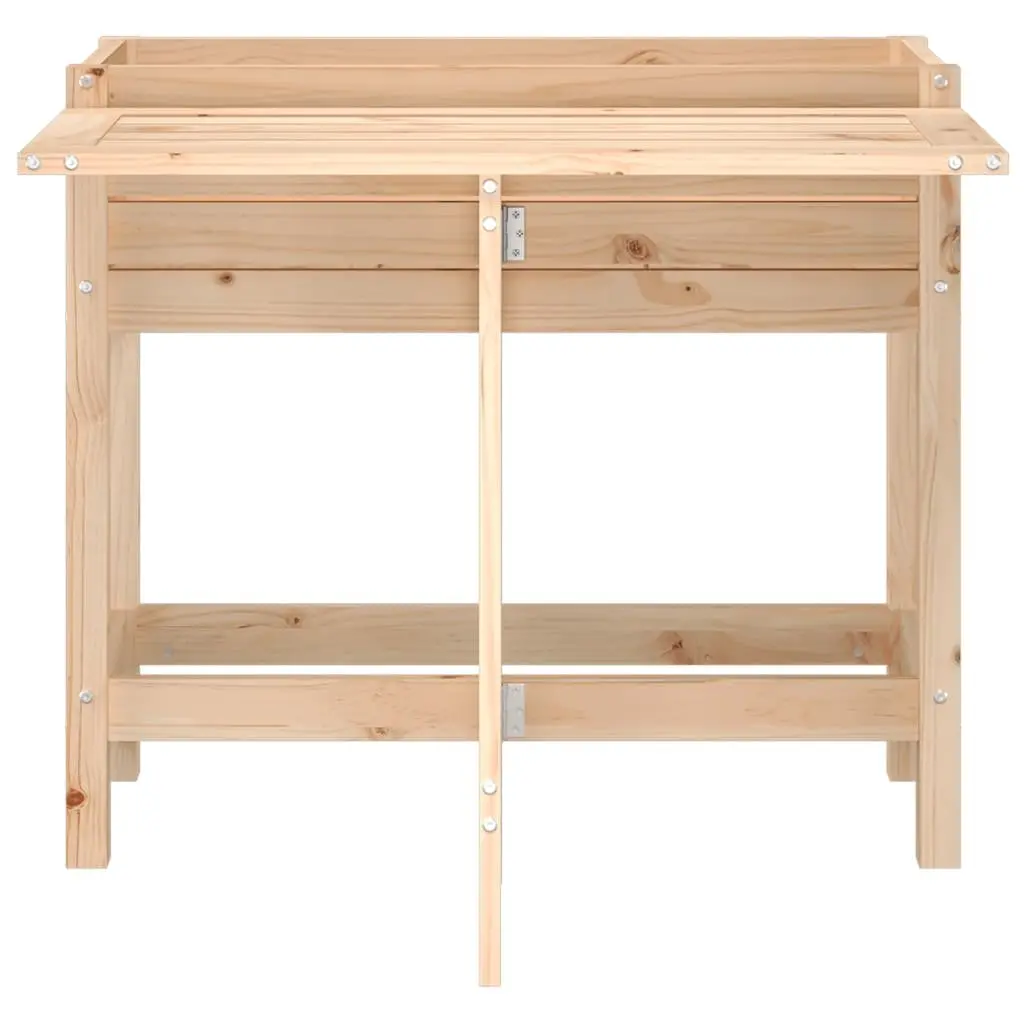 Garden Planter with Folding Tabletop Solid Wood Pine Brown Elevated Raised