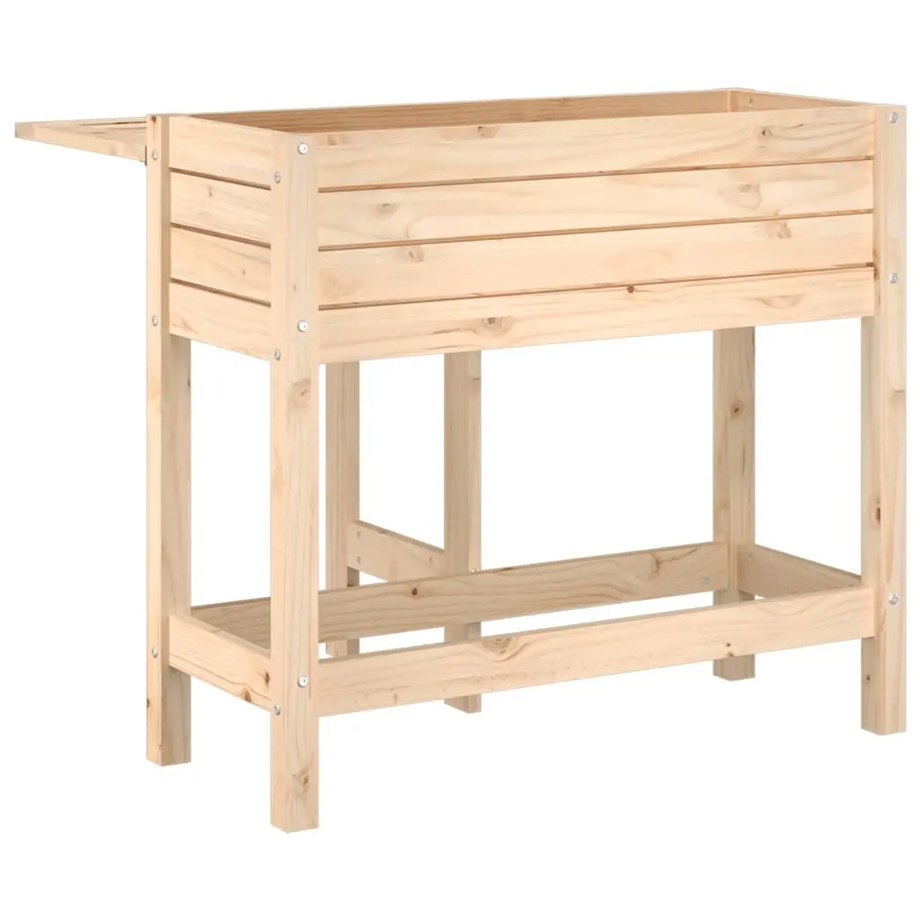 Garden Planter with Folding Tabletop Solid Wood Pine Brown Elevated Raised