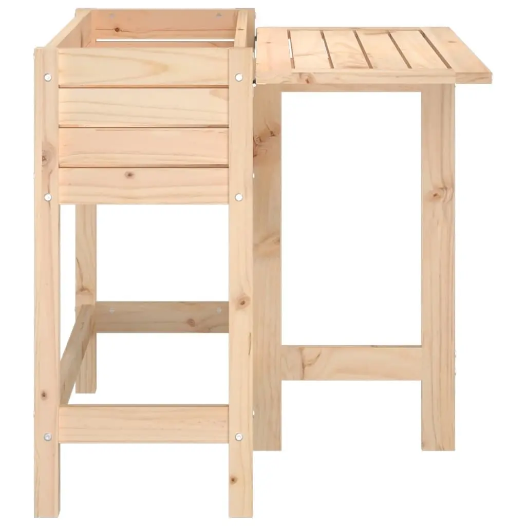 Garden Planter with Folding Tabletop Solid Wood Pine Brown Elevated Raised