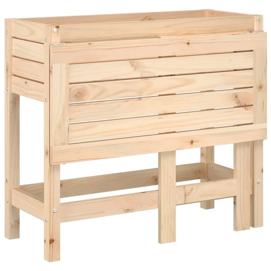 Garden Planter with Folding Tabletop Solid Wood Pine Brown Elevated Raised