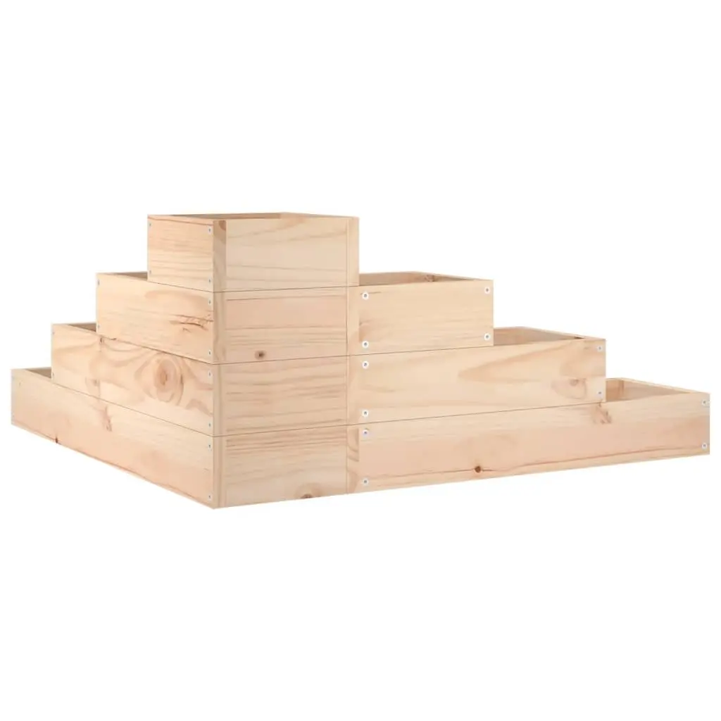 Garden Planter L-Shaped 4-Tier Wooden Flower Plant Box Outdoor Patio Deck