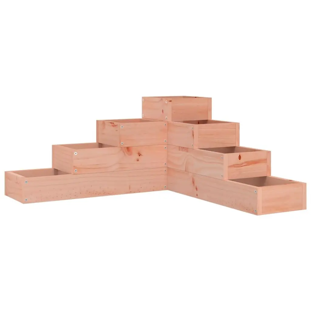 4-Tier Wooden Garden Planter L-Shape Outdoor Raised Bed