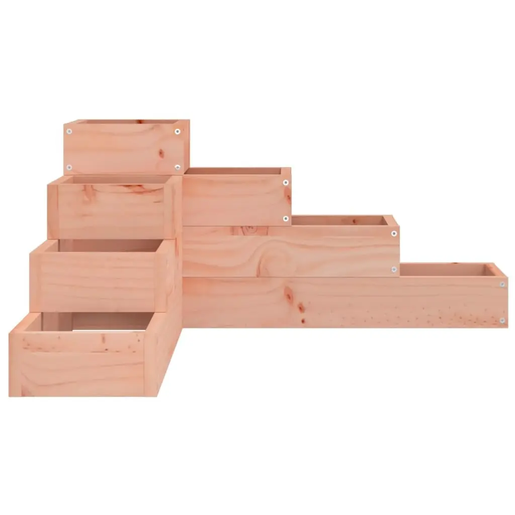 4-Tier Wooden Garden Planter L-Shape Outdoor Raised Bed