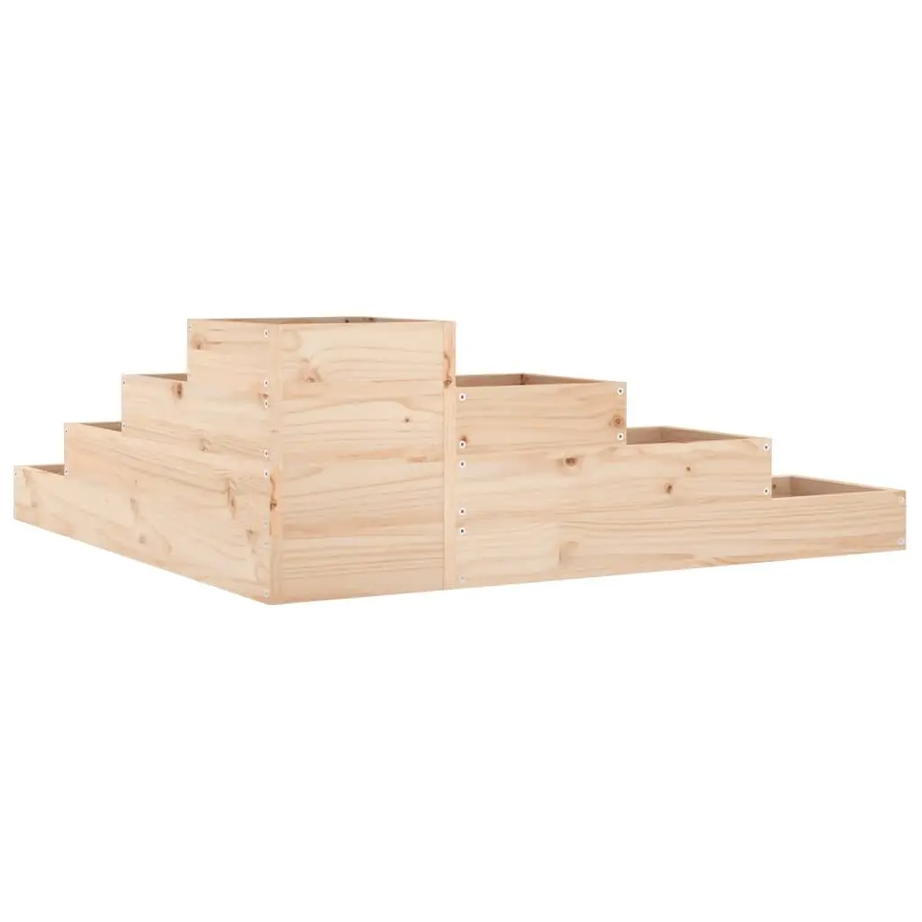 Garden Planter 4-Tier Wooden Outdoor Flower Plant Pot Corner Balcony Deck