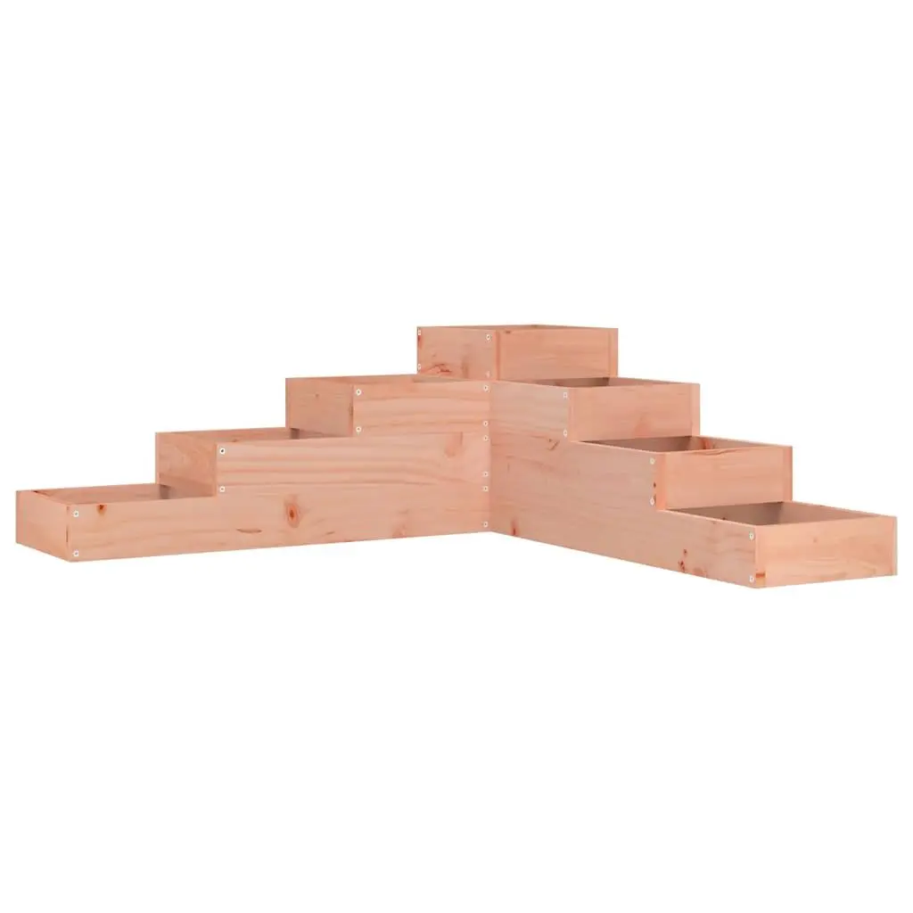 4-Tier Wooden Garden Planter L-Shaped Outdoor Raised Bed for Balconies Decks Terraces Patios