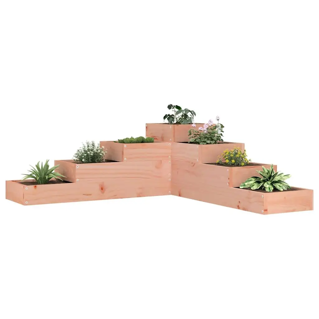 4-Tier Wooden Garden Planter L-Shaped Outdoor Raised Bed for Balconies Decks Terraces Patios