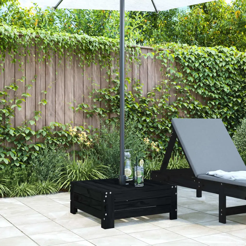 Wooden Parasol Base Cover Outdoor Umbrella Stand Side Table Black Solid Pine