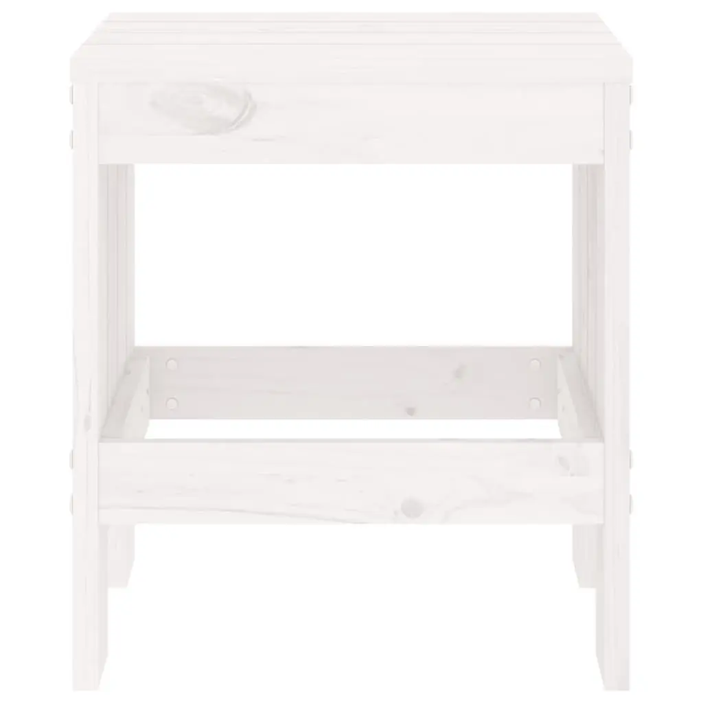 Outdoor Garden Stools 2 pcs White Solid Wood Pine Patio Seating Footrest