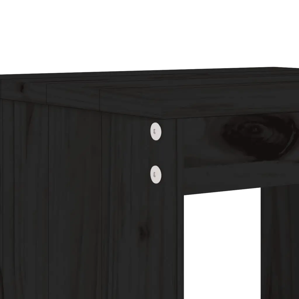 Outdoor Garden Stools 2 pcs Black Solid Pine Wood Backless Patio Seating