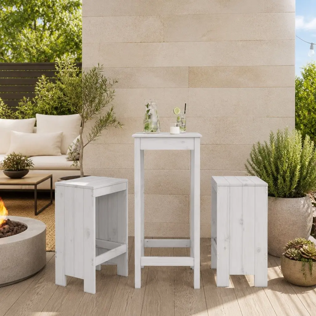 Bar Stools Outdoor 40x36x75 cm Solid Pine Wood 2 pcs White
