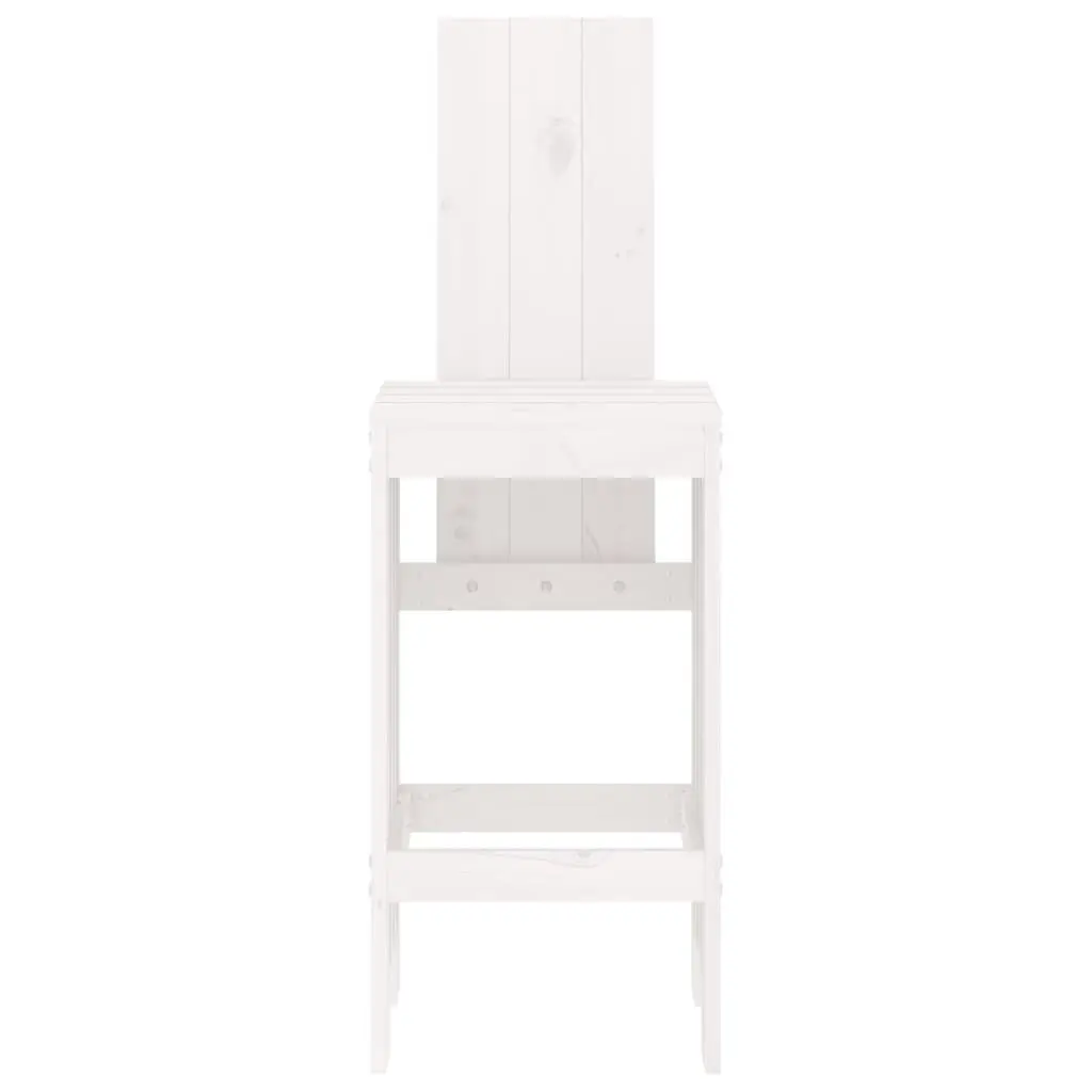 Bar Stools 2 pcs White Solid Wood Pine Seat Height 75 cm