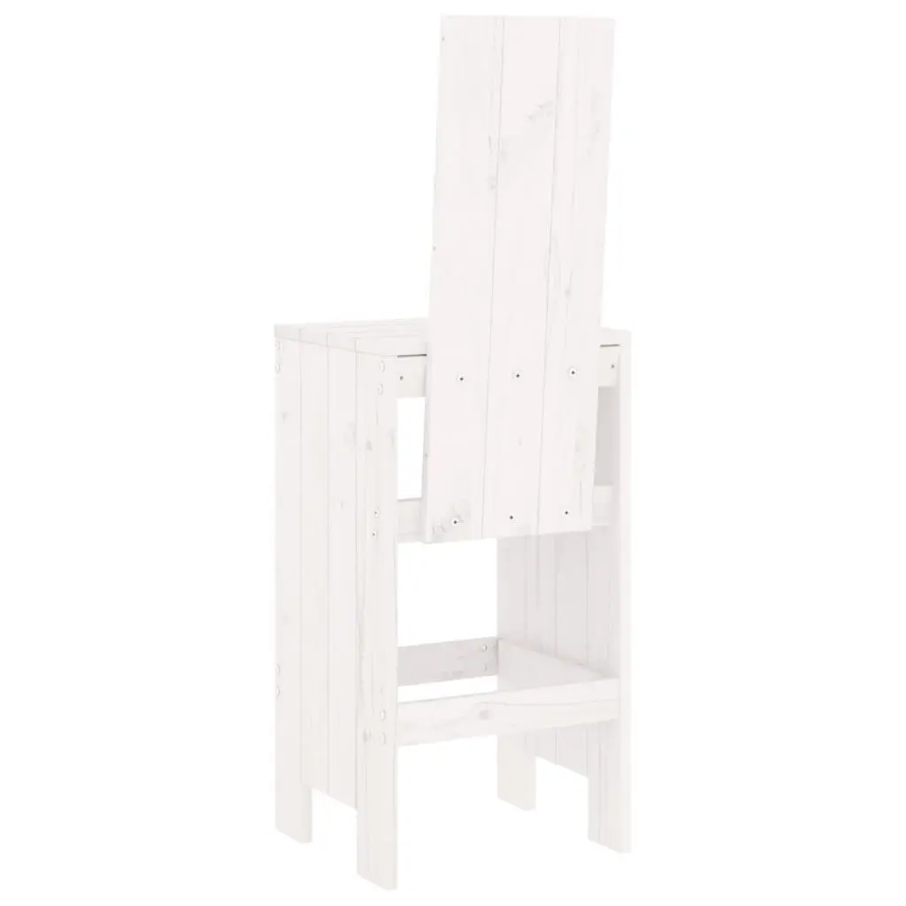 Bar Stools 2 pcs White Solid Wood Pine Seat Height 75 cm