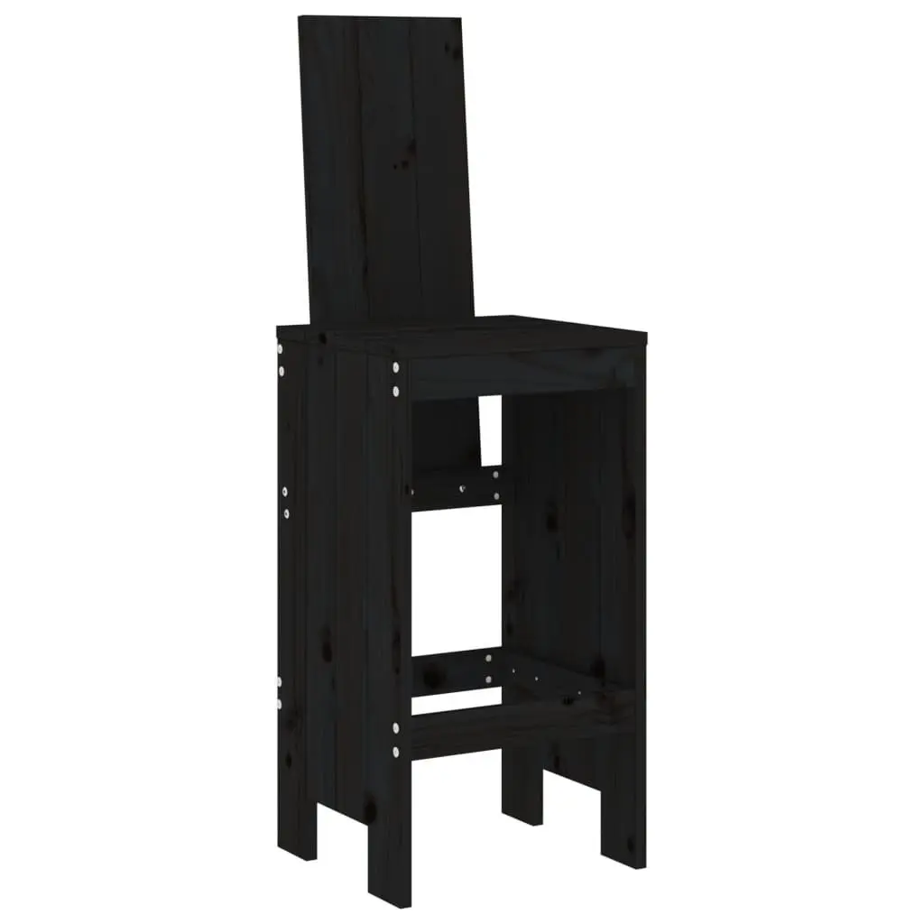 Bar Stools Outdoor 2 Piece Black Solid Pine Wood 40x42x120 cm