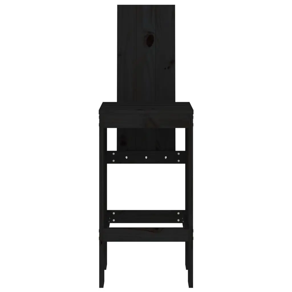 Bar Stools Outdoor 2 Piece Black Solid Pine Wood 40x42x120 cm