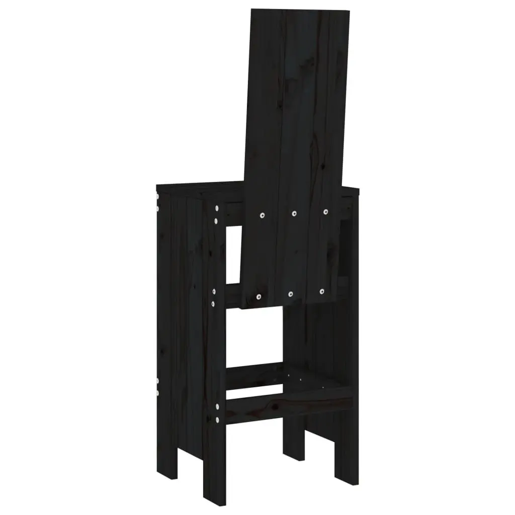 Bar Stools Outdoor 2 Piece Black Solid Pine Wood 40x42x120 cm