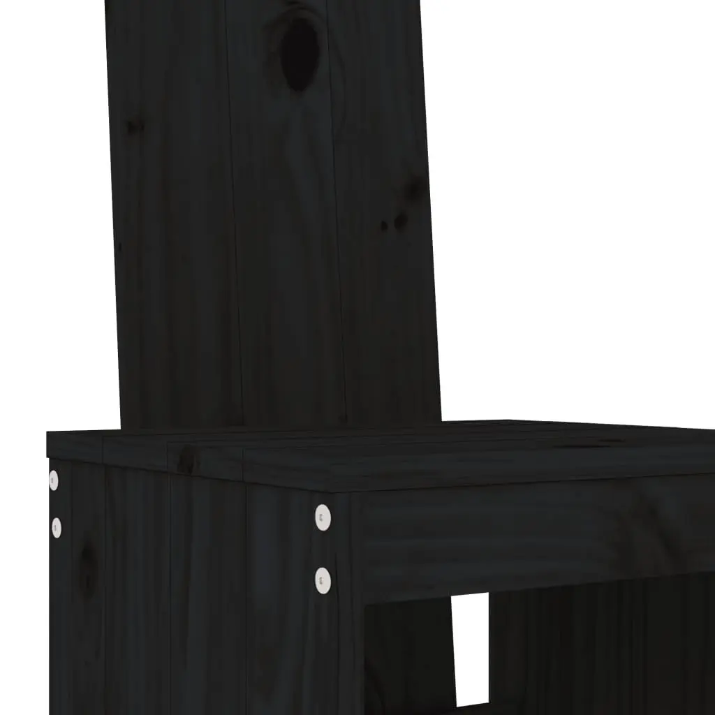 Bar Stools Outdoor 2 Piece Black Solid Pine Wood 40x42x120 cm