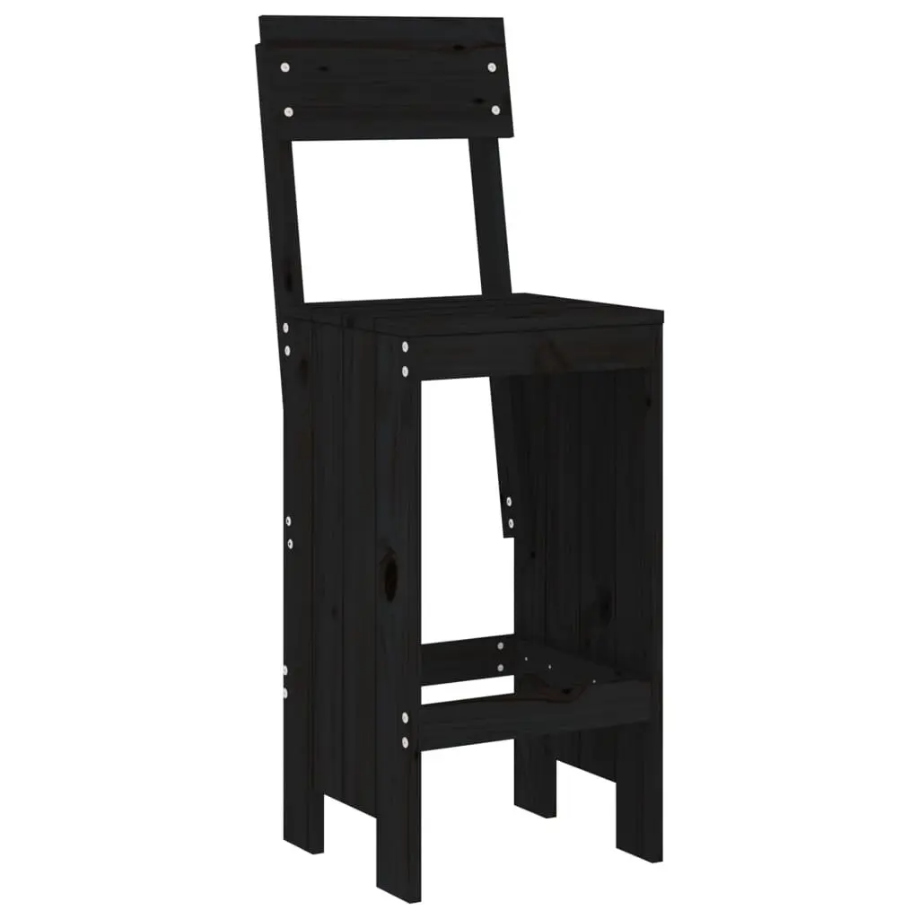 Bar Stools 2pcs Black Solid Pine Wood 40x48.5x115.5cm Patio Balcony Chairs