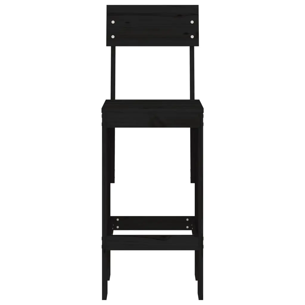 Bar Stools 2pcs Black Solid Pine Wood 40x48.5x115.5cm Patio Balcony Chairs