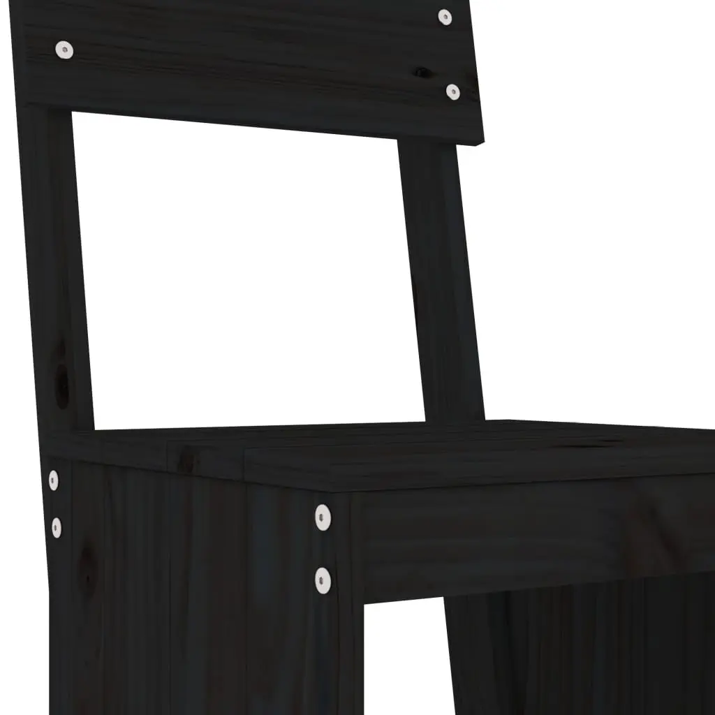 Bar Stools 2pcs Black Solid Pine Wood 40x48.5x115.5cm Patio Balcony Chairs