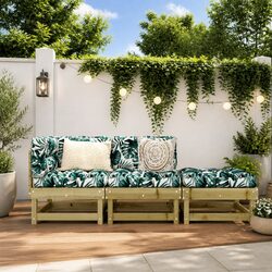 3-Piece Slatted Patio Lounge Set in Brown