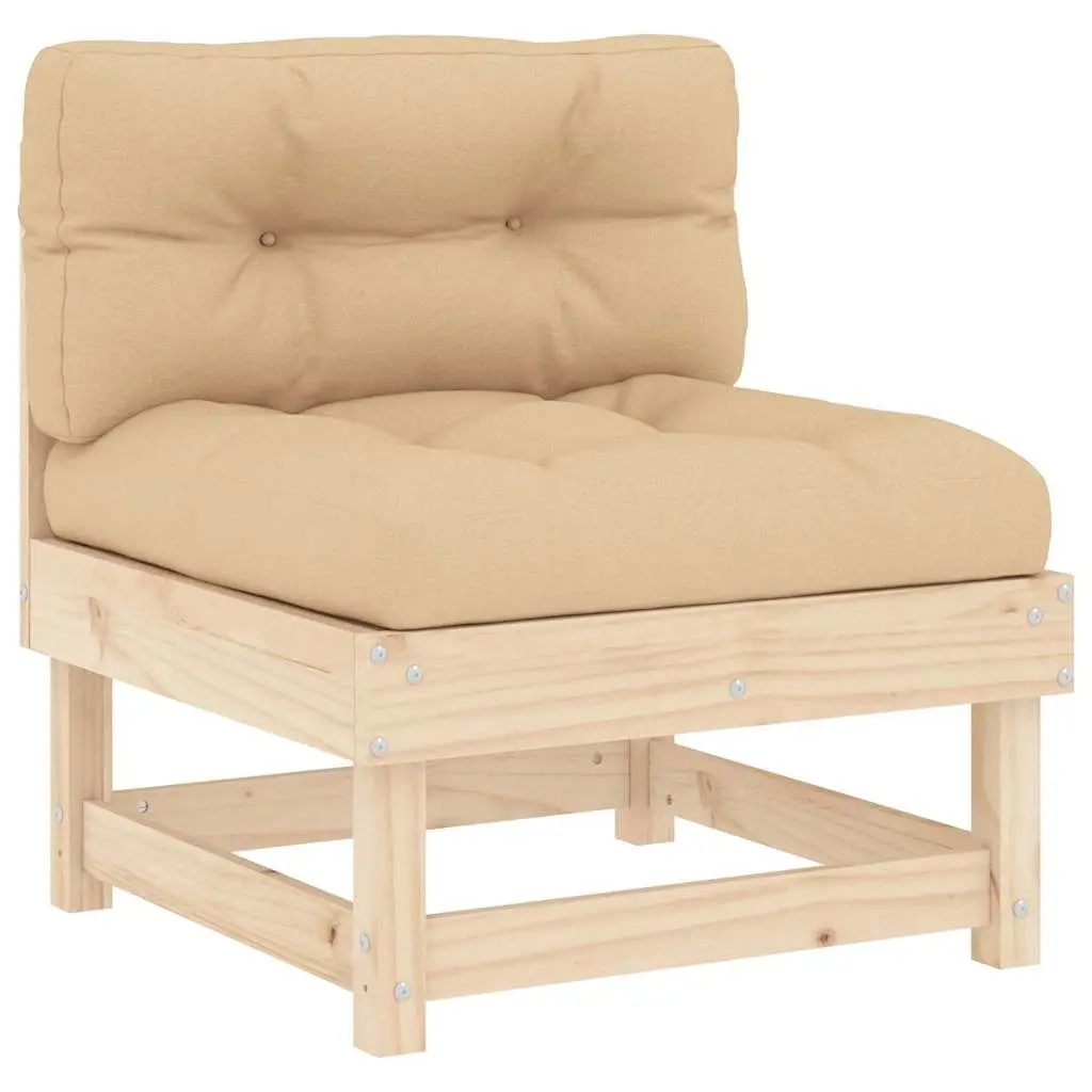 Outdoor Sectional Sofa Middle Unit with Cushions Solid Pine Wood Garden Patio