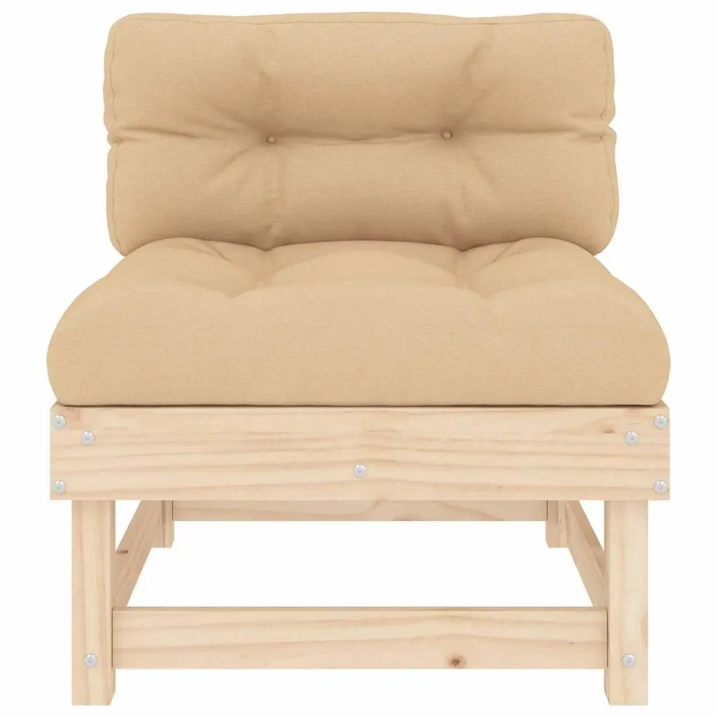 Outdoor Sectional Sofa Middle Unit with Cushions Solid Pine Wood Garden Patio