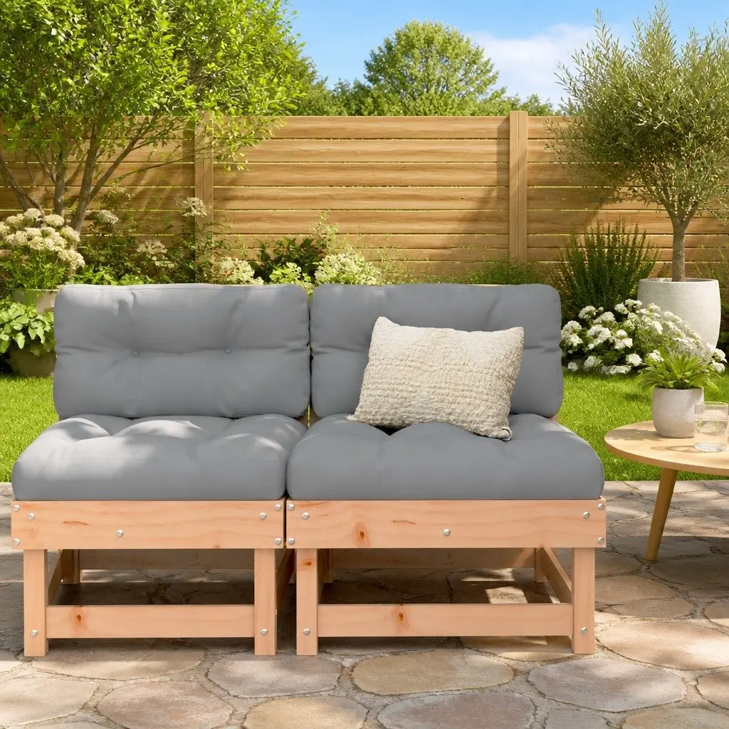 Outdoor Middle Sofa with Cushions Solid Wood Modular Garden Patio Seating