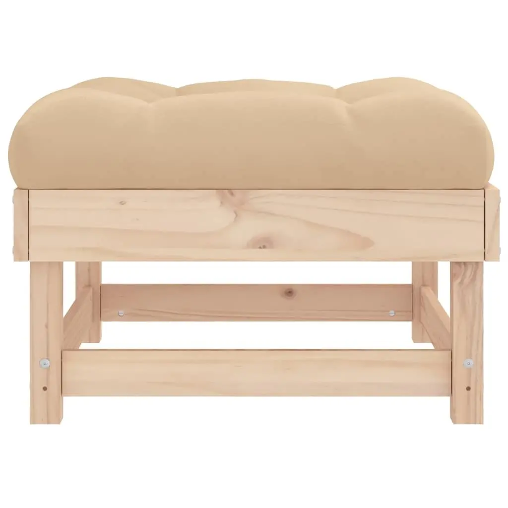 Garden Footstool with Cushion Outdoor Seating Patio Lounge Slatted Design