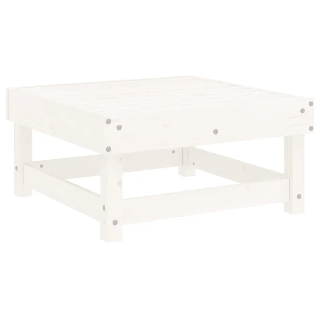 Garden Footstool Outdoor Patio Furniture White Solid Pine with Cushion