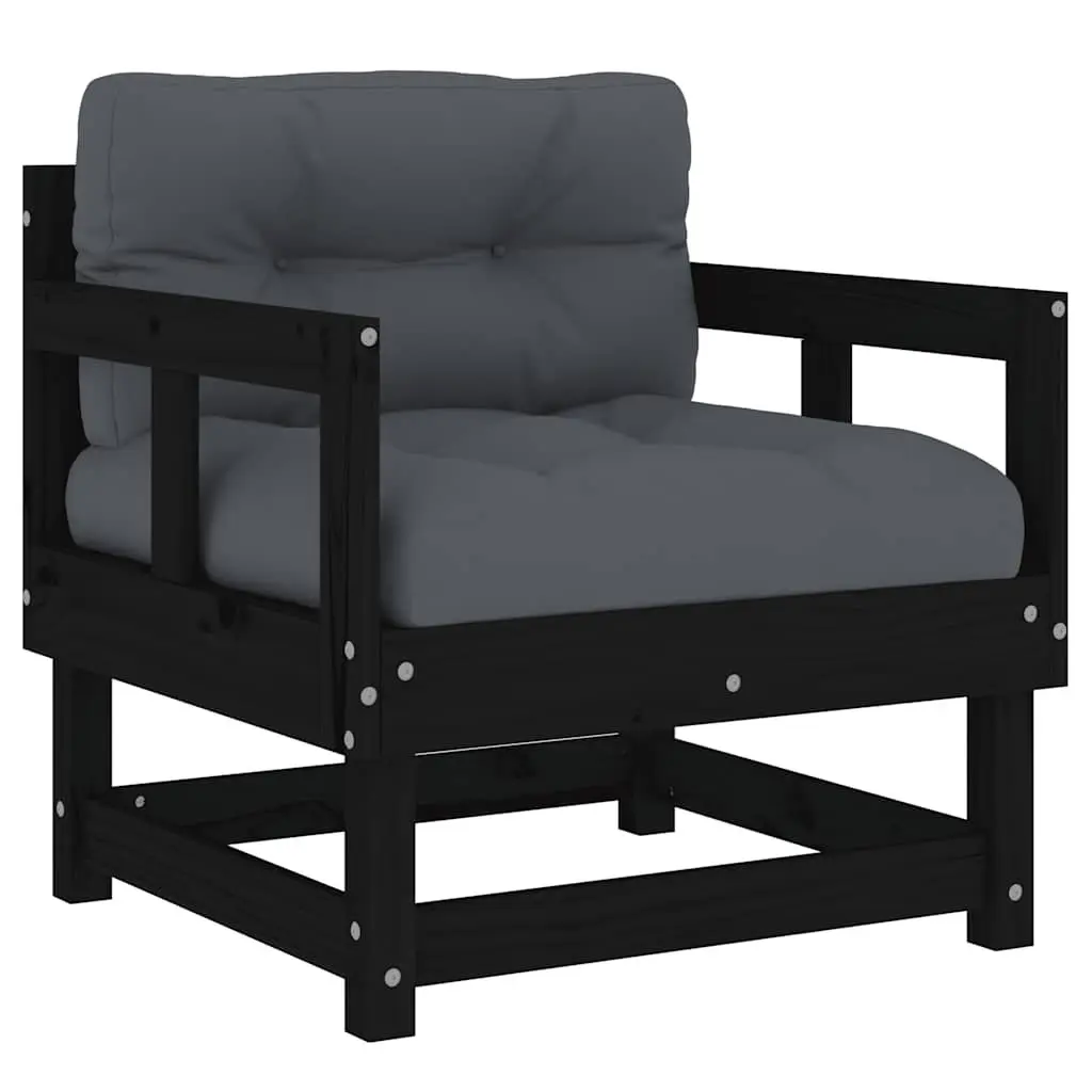 Garden Chairs Outdoor Use 2 Piece Black Wood Patio Lounge Set