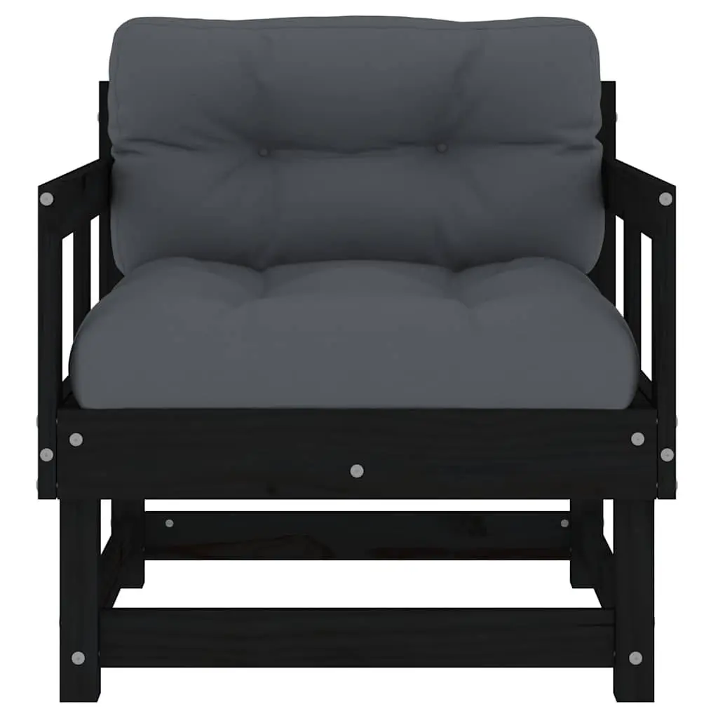 Garden Chairs Outdoor Use 2 Piece Black Wood Patio Lounge Set