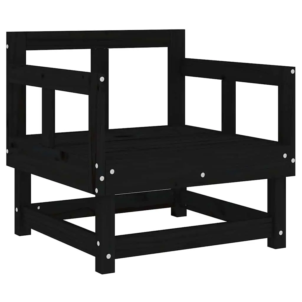 Garden Chairs Outdoor Use 2 Piece Black Wood Patio Lounge Set