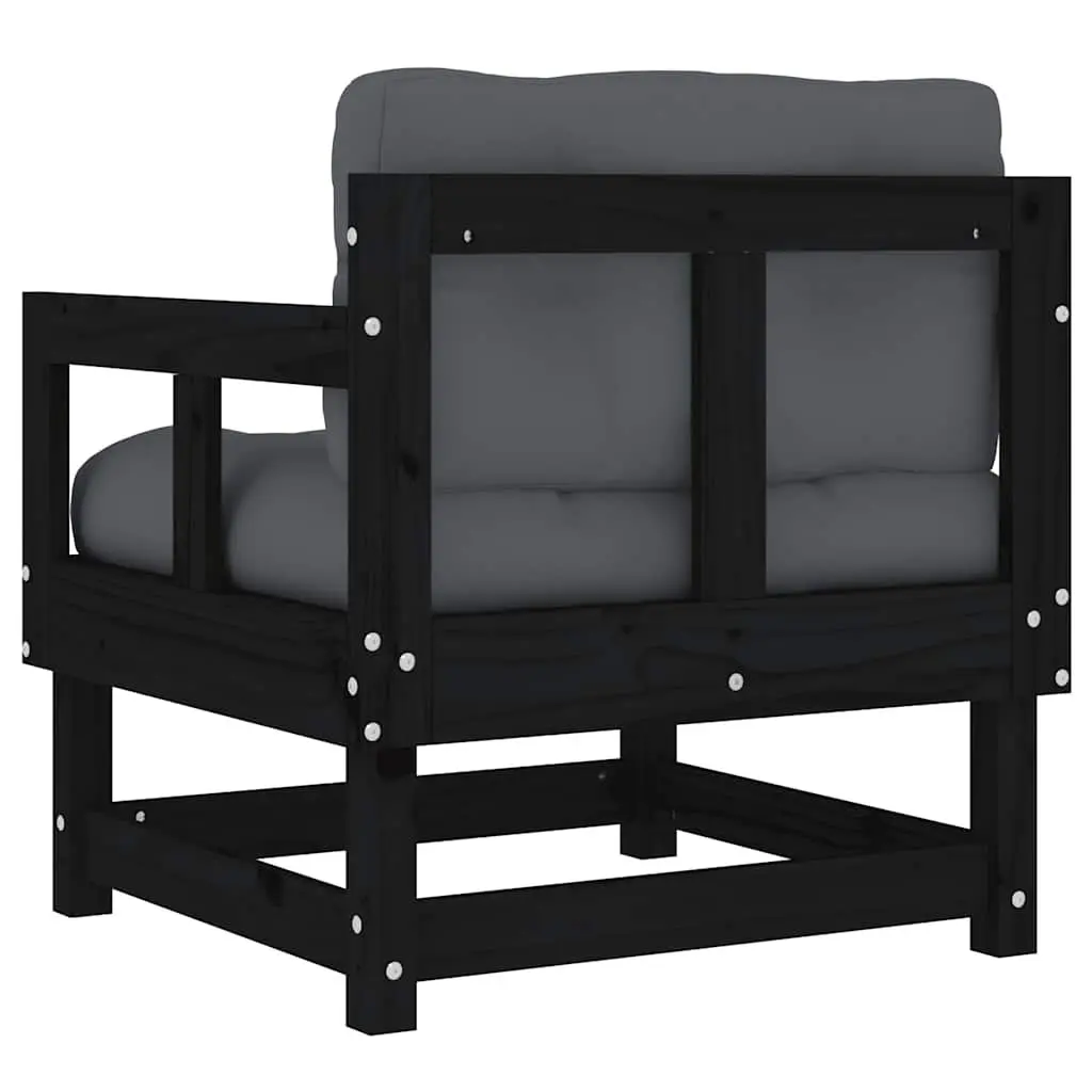 Garden Chairs Outdoor Use 2 Piece Black Wood Patio Lounge Set