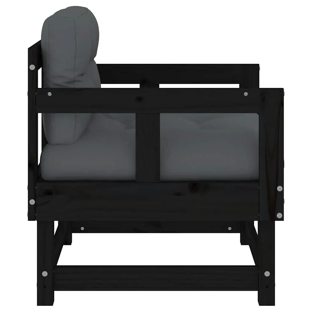 Garden Chairs Outdoor Use 2 Piece Black Wood Patio Lounge Set