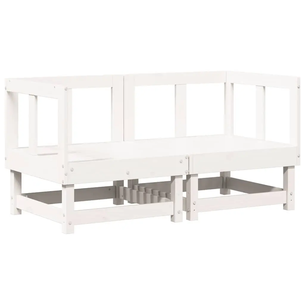 Corner Sofa Units Outdoor Patio Garden 2 pcs White Solid Wood Pine