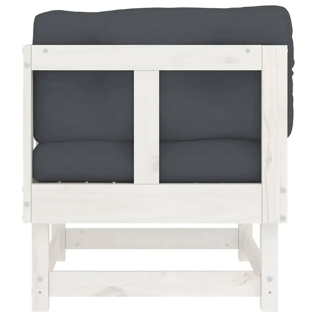 Corner Sofa Units Outdoor Patio Garden 2 pcs White Solid Wood Pine