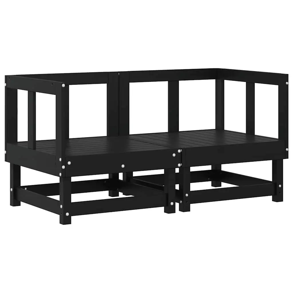 Corner Sectional Sofa Set 2 pcs Black Wooden Garden Patio Outdoor Seating