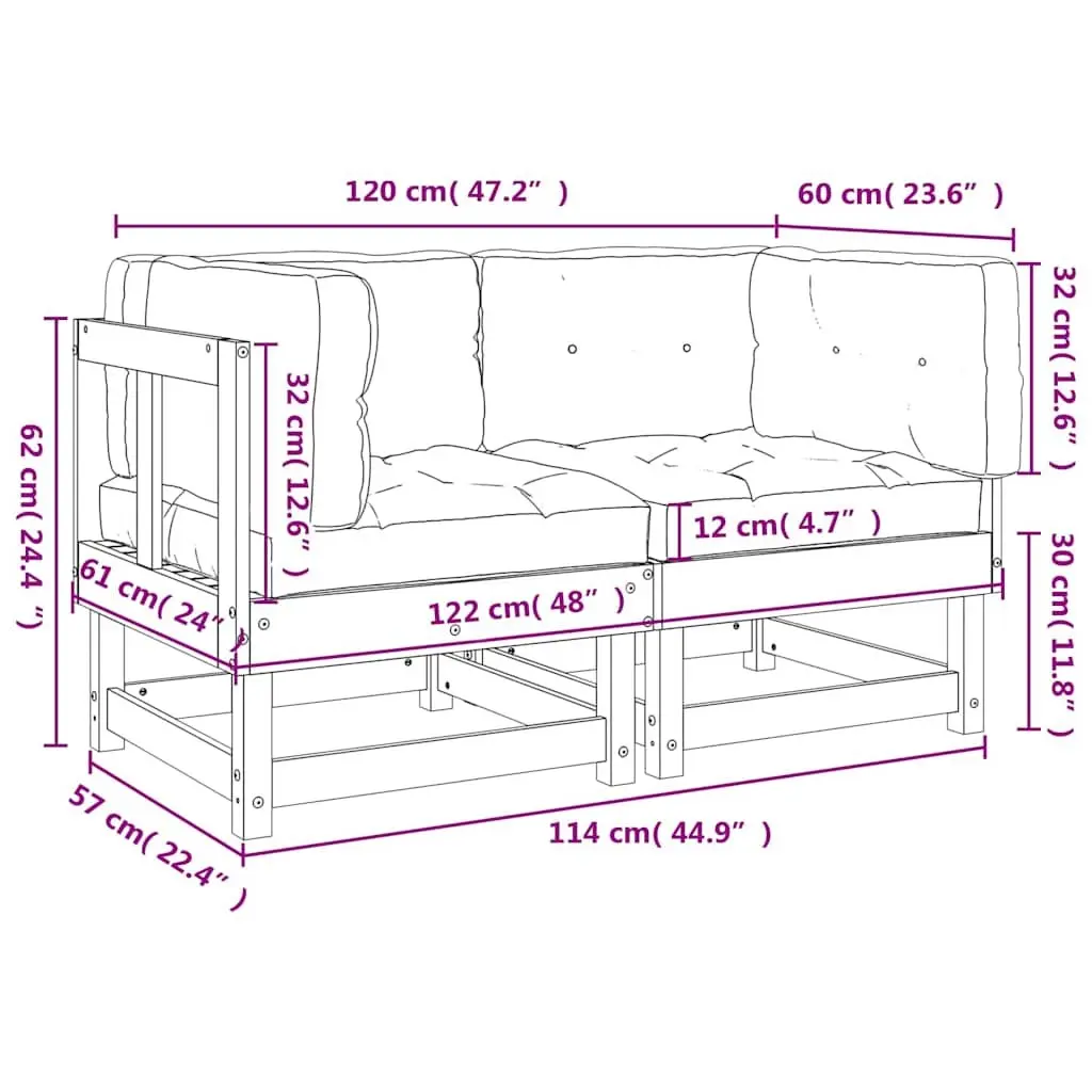 Corner Sectional Sofa Set 2 pcs Black Wooden Garden Patio Outdoor Seating