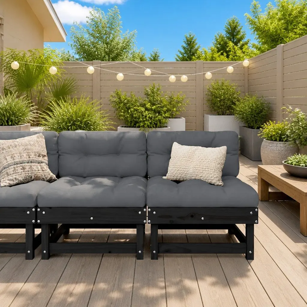 2-Piece Black Pine Middle Sofas