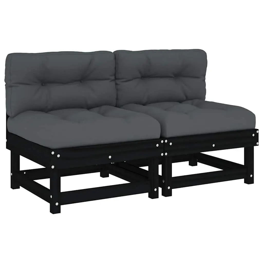 2-Piece Black Pine Middle Sofas