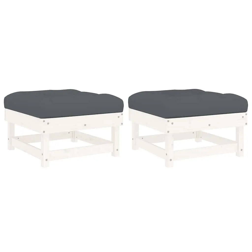 Outdoor Wooden Footstools with Cushions