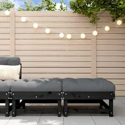 Black Wood Footstools with Cushions – 2-Piece Outdoor Set