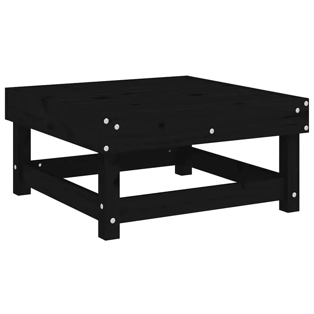 Outdoor Garden Footstools Set of 2 with Cushions Black Wood