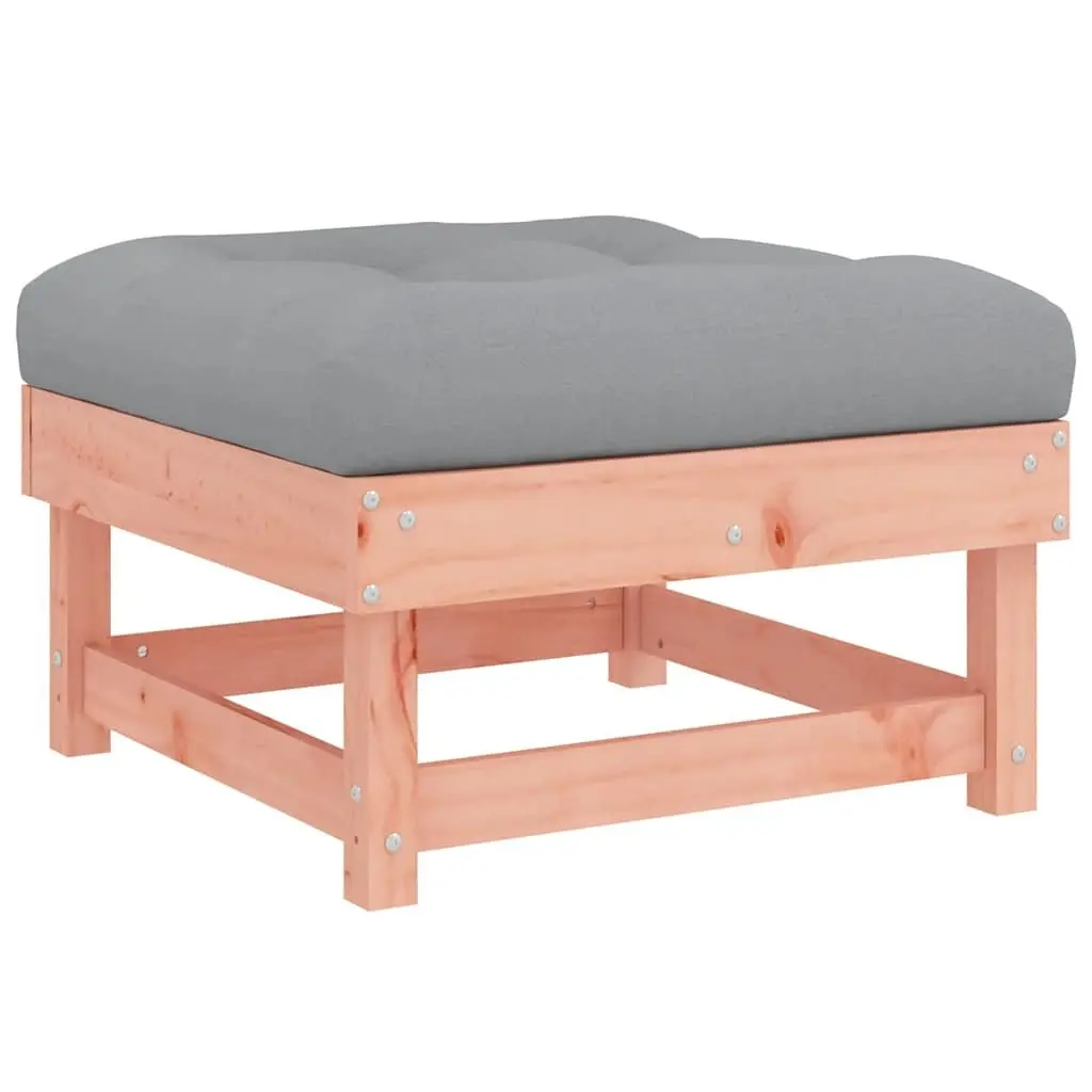Wooden Garden Footstools for Outdoor Use with Cushions 2 Piece Set