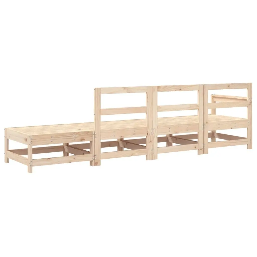 Garden Lounge Set Outdoor 4 Piece Solid Pine Wood Sectional Sofa
